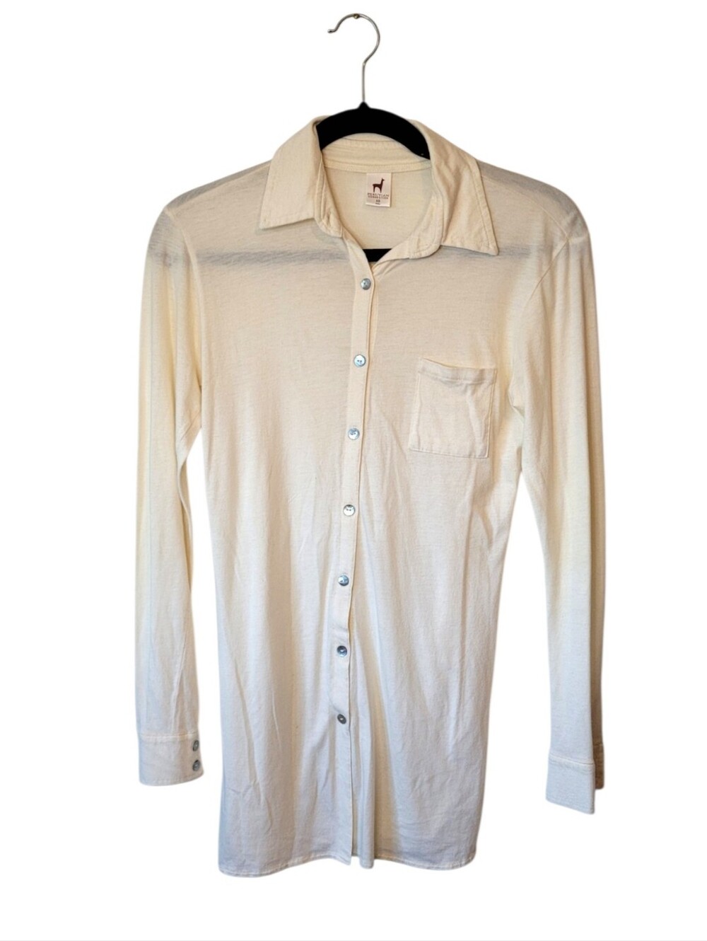 Peruvian Connection Cream Pima Cotton Modal Lightweight Shirt Size XS